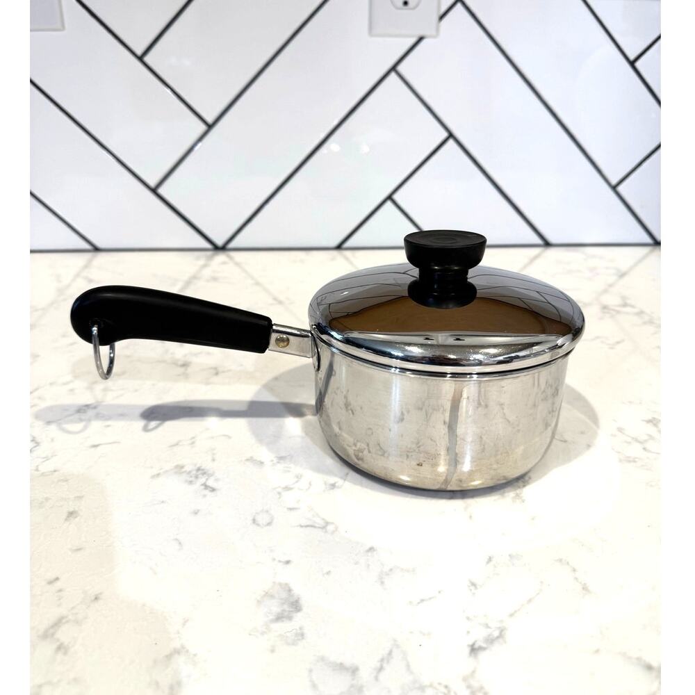Revere Ware 1801 Tri-Ply 1-quart stainless steel saucepan with a lid quality